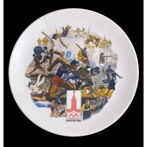 1980 Moscow Summer Olympics Official Commemorative Plate Viletta Fine China 8.5"